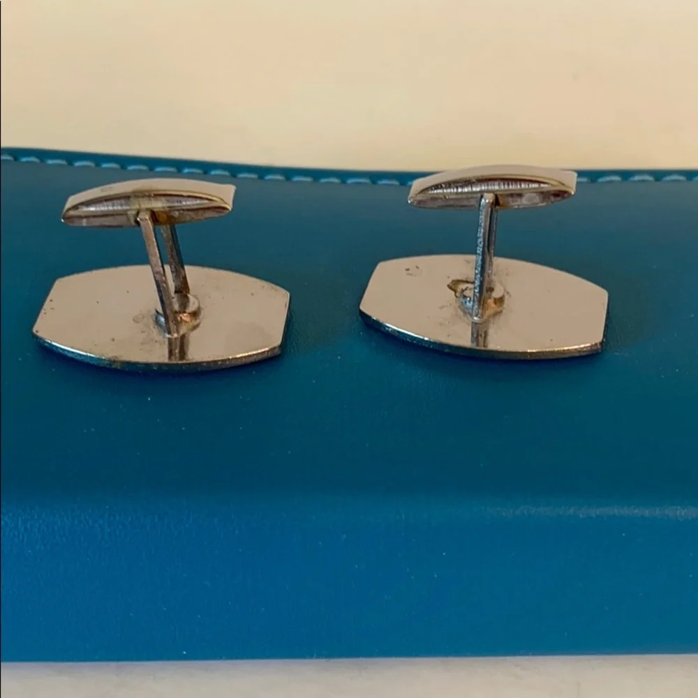Vintage Silver Tone Reeds Grass Cuff Links
